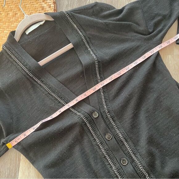 Anne Fontaine black wool v neck chain embellished cardigan‎ sweater women’s 38 - Picture 4 of 10